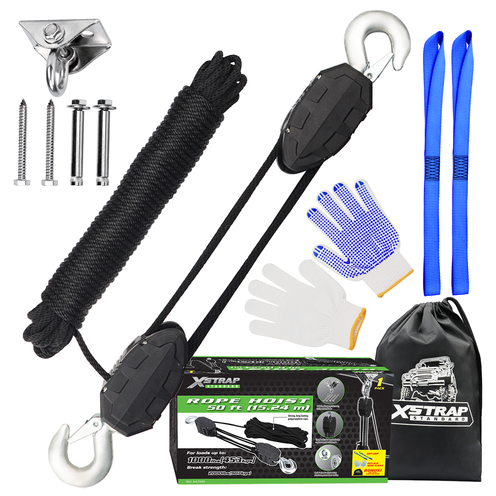 سیستم قرقره بالابر طناب Xstrap AHLT0005 50 فوت 1000LB