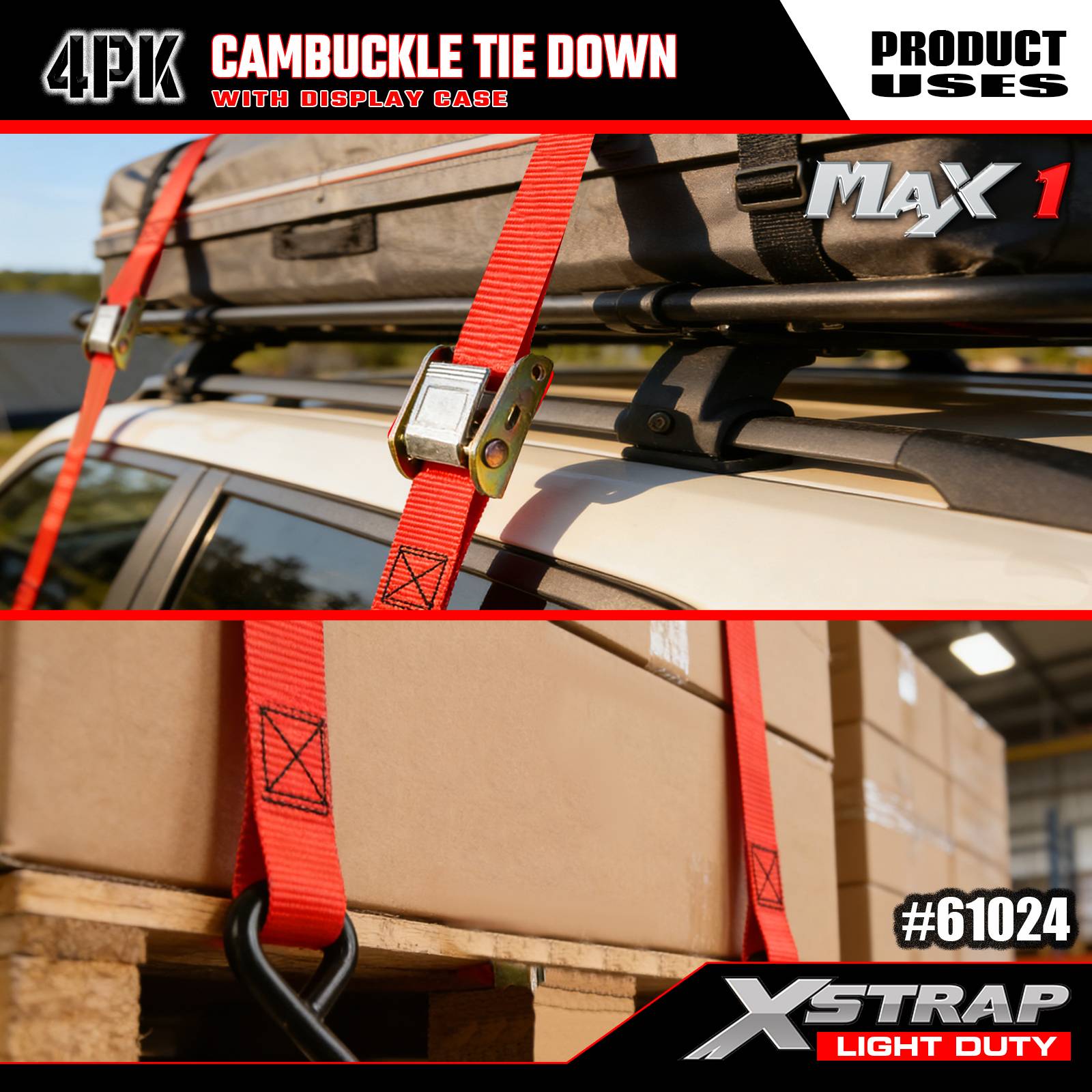 Xstrap 61024 1 اینچ 10 اینچ بند بند بند بند 4PK Cambuckle 300 پوندی SWL