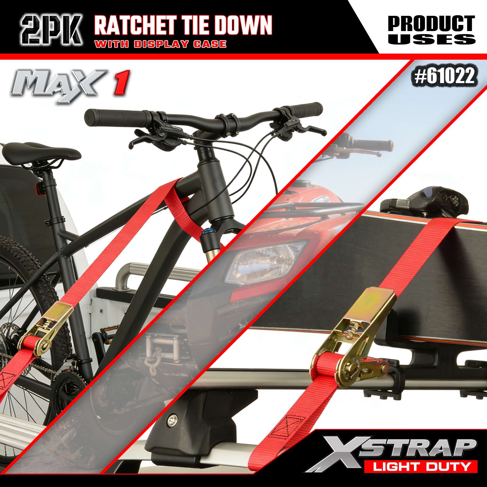 Xstrap 61022 1 اینچ x 10 اینچ 2PK تسمه بند ضامن دار 300 پوندی SWL