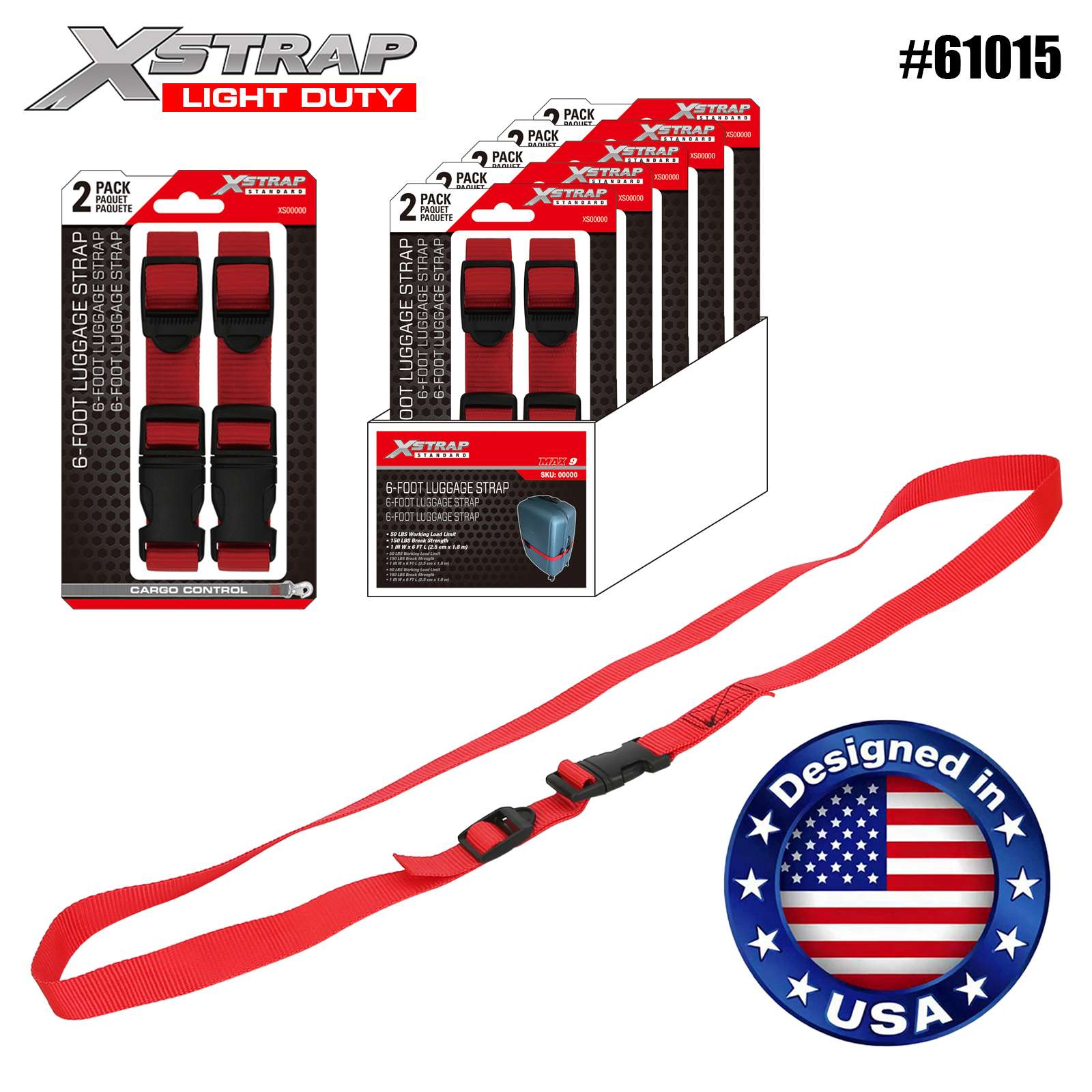 Xstrap 61015 1 اینچ 6 اینچ بند 1PK چمدان 50 پوندی SWL