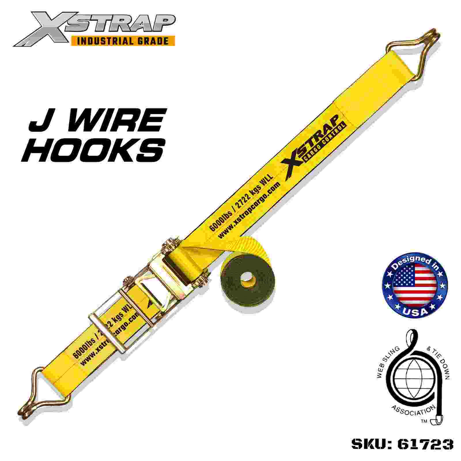 Xstrap 61723 4 اینچ × 30 فوت بند سگک دار با قلاب سیمی قدرت شکستن 18000 پوند (1 بسته)