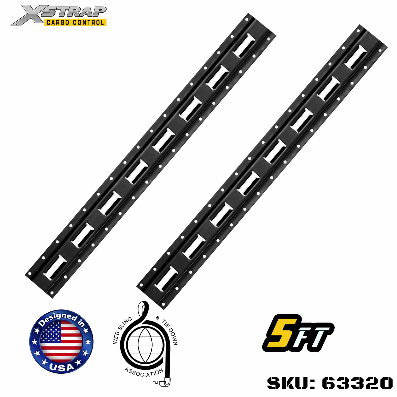 Xstrap 63320 5' Series E Logistic Track ساخته شده با فولاد درجه 12 درجه بالا 6000LBS