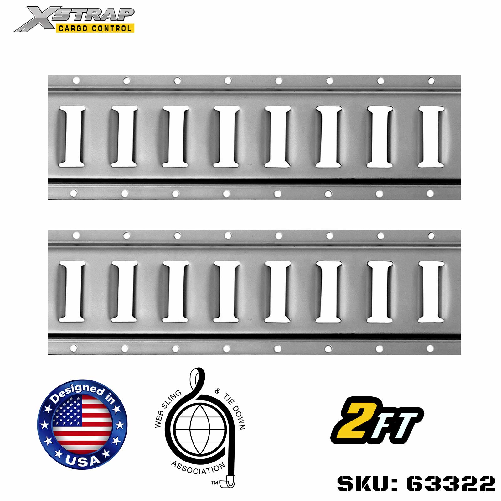 Xstrap 63322 2' Series E Logistic Track ساخته شده با فولاد درجه 12 درجه بالا 6000LBS