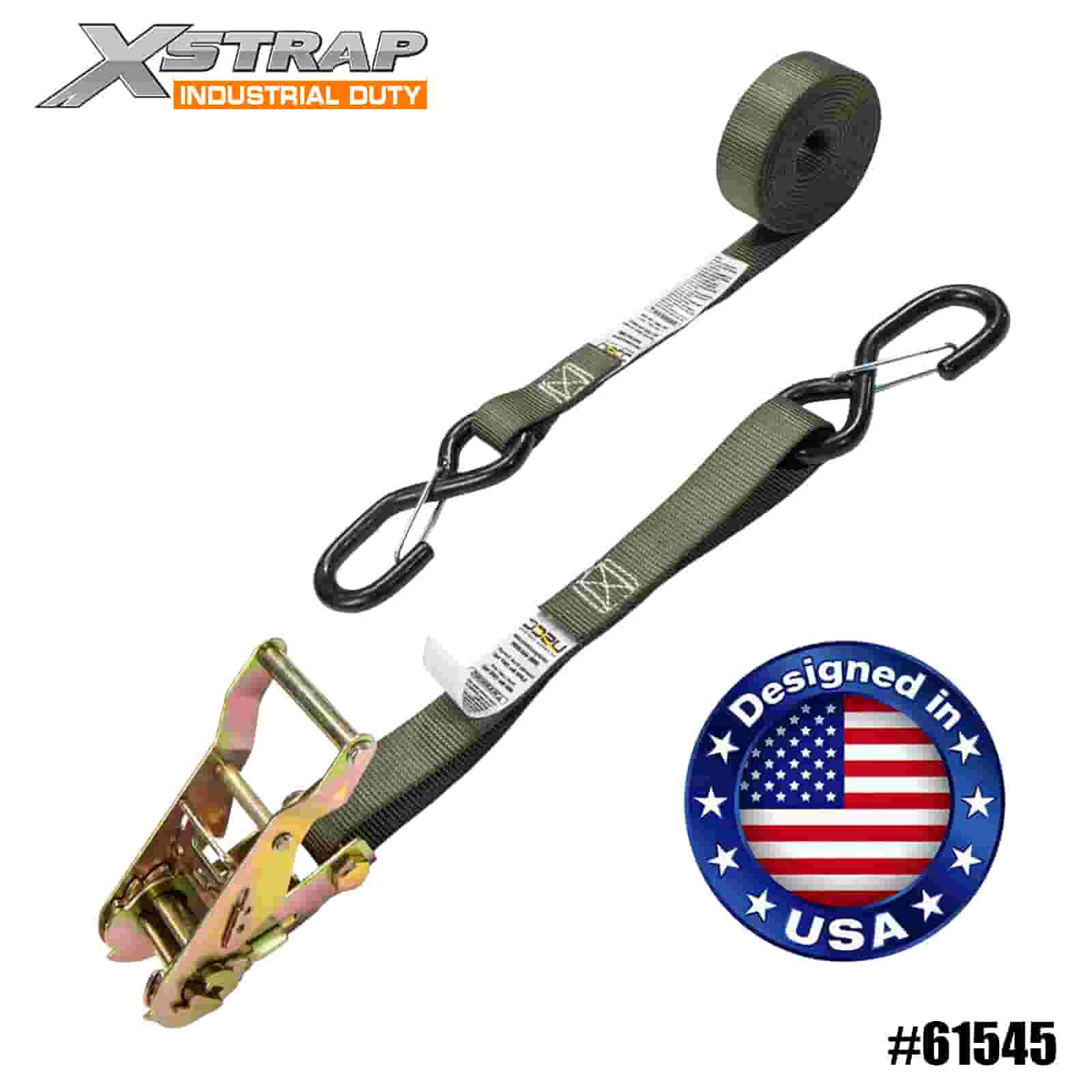 Xstrap 61545 4PK بند ضامن دار 1 اینچی x 8 اینچی با قلاب های ایمنی S با روکش وینیل 833 پوندی SWL