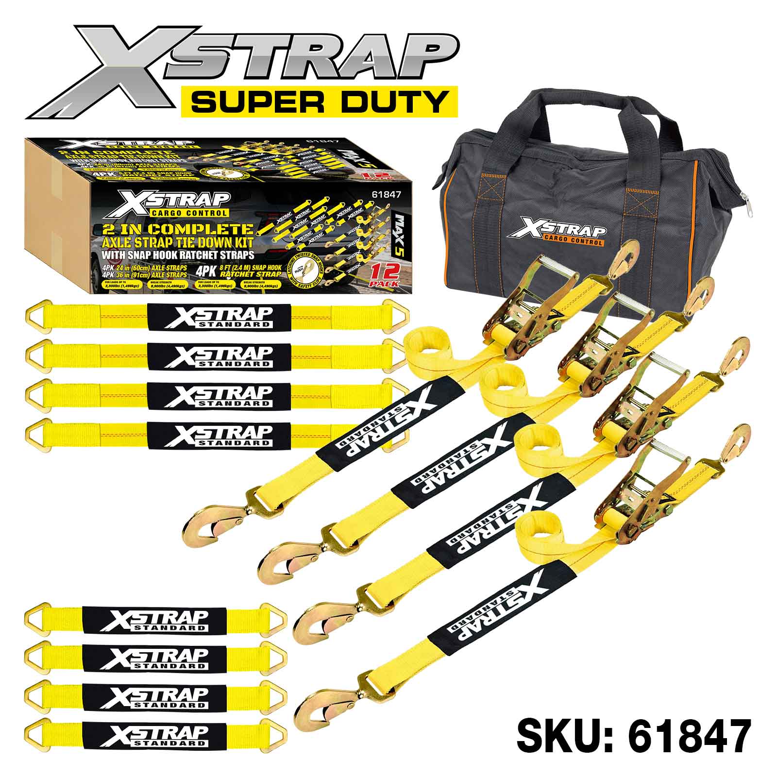 Xstrap 61847 12PK 2 inch Complete Alex Strap Tie Down Kit 3300 پوندی SWL