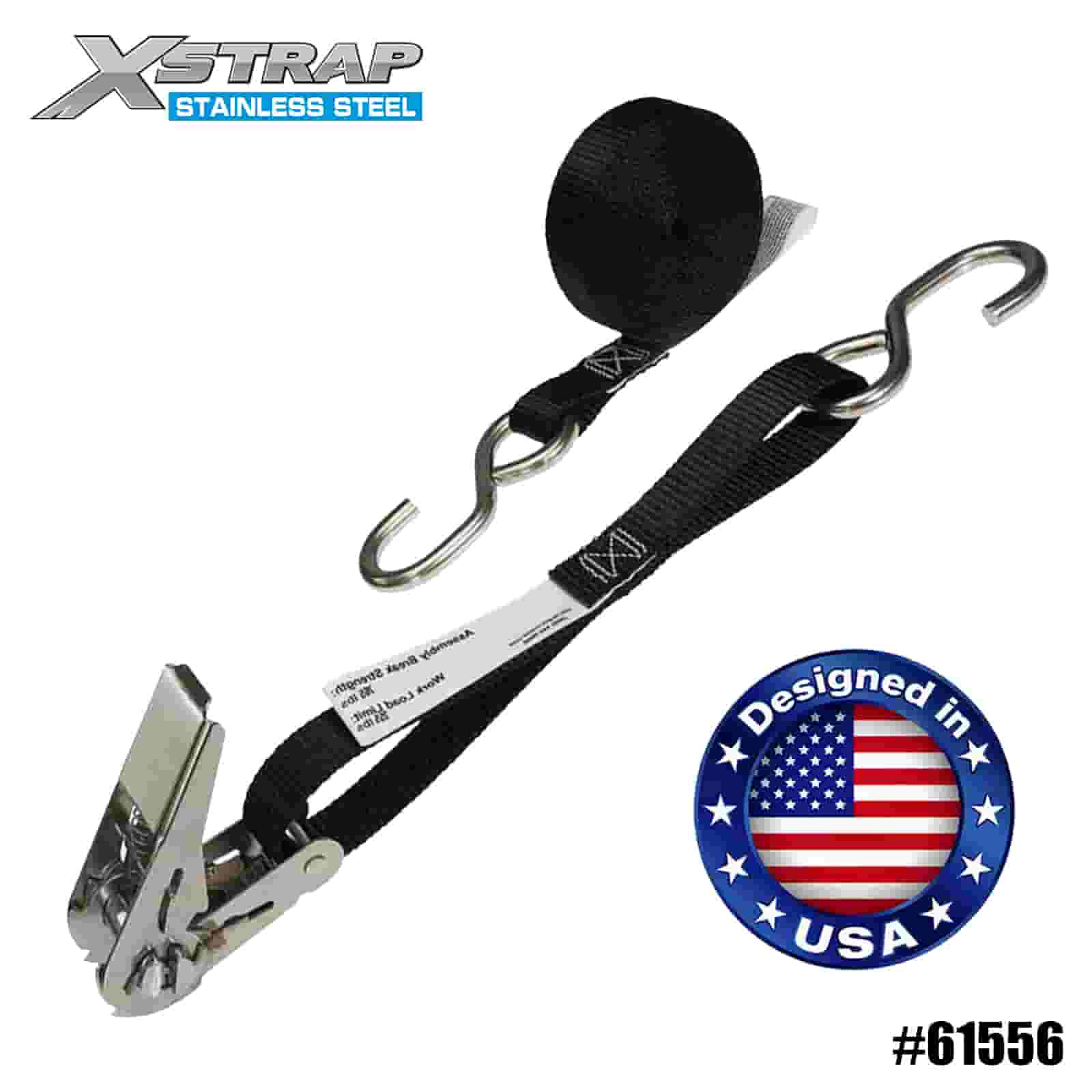 Xstrap 61556 1 اینچ × 10 اینچ بند ضامن دار شست استیل ضد زنگ مشکی با قلاب S 255 پوندی SWL
