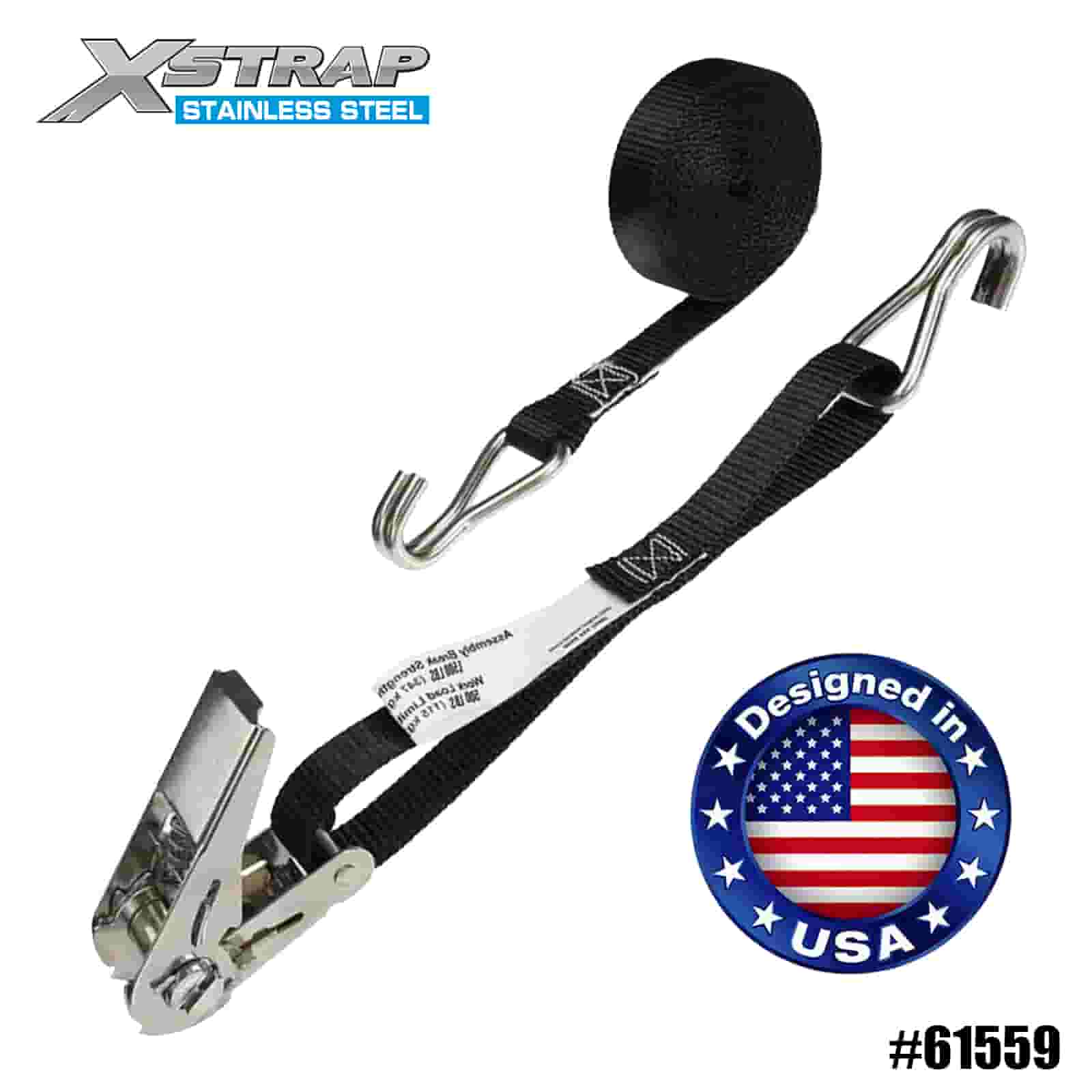 Xstrap 61559 4PK 1 اینچ x 10 اینچ بند ضامن دار شست استیل ضد زنگ مشکی با قلاب سیمی 500 پوندی SWL